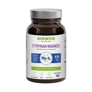 Cytrynian magnezu 825 mg z witaminą B6 (P-5-P) - Biowen - 100 kapsułek